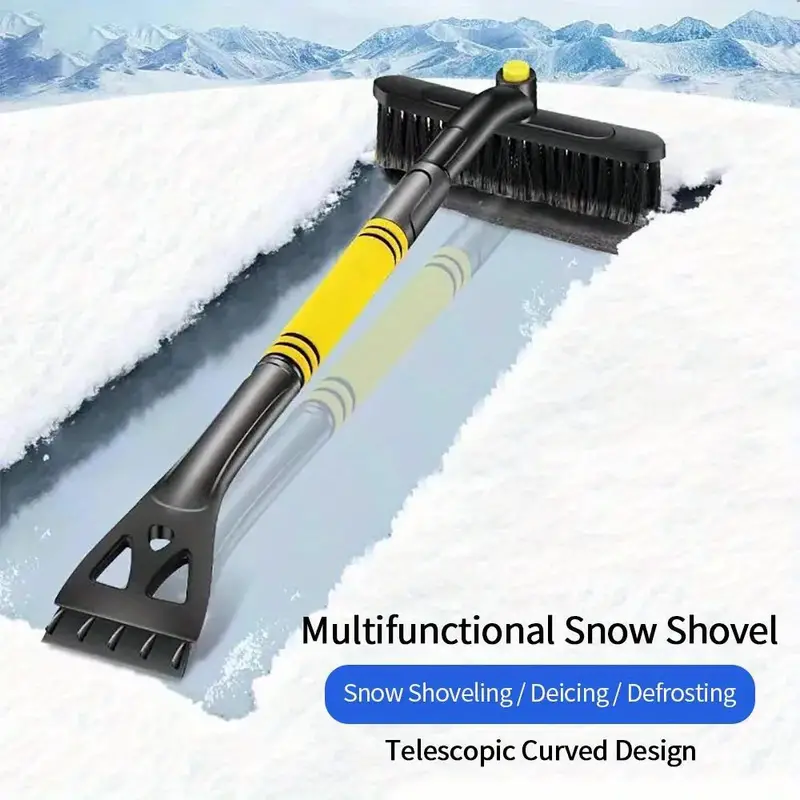 1pc, Extendable Ice Scraper Snow Brush Detachable Snow Removal Tool With  Foam Handle 360° Pivoting Brush Head Snow Scraper Car Supply