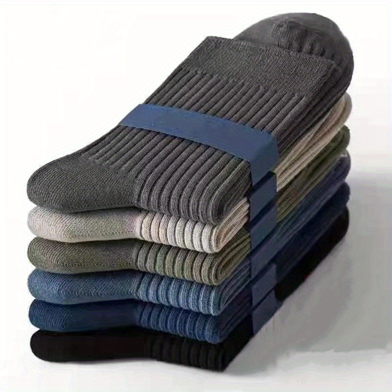 

Chaussettes de couleur unie pour hommes, 5 paires, chaussettes de sport respirantes anti-odeurs et anti-transpiration, chaussettes épaisses pour l'hiver