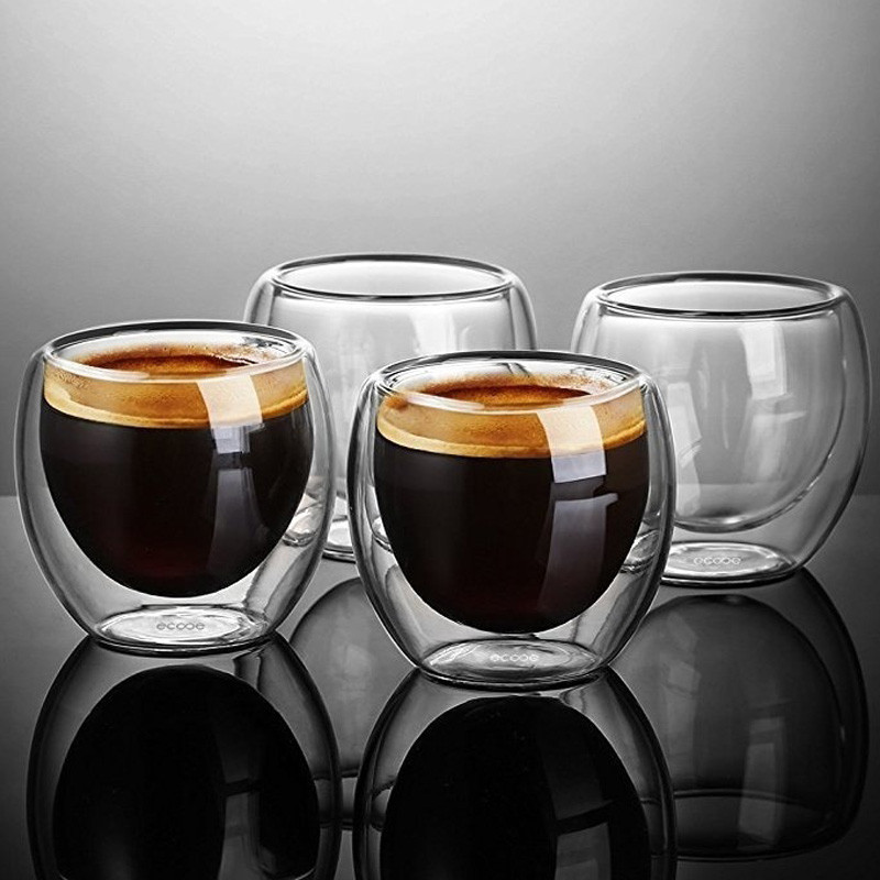 2Pcs 60ml Espresso Coffee Ounce Measuring Glass Cup For Cafe Machine  Transparent Tea Drink MINI Whisky Cup Beer Mug Coffeeware
