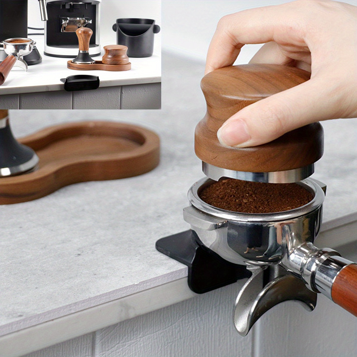 Coffee Tamper Mat Silicone Espresso Tampering Corner Mat Non-slip