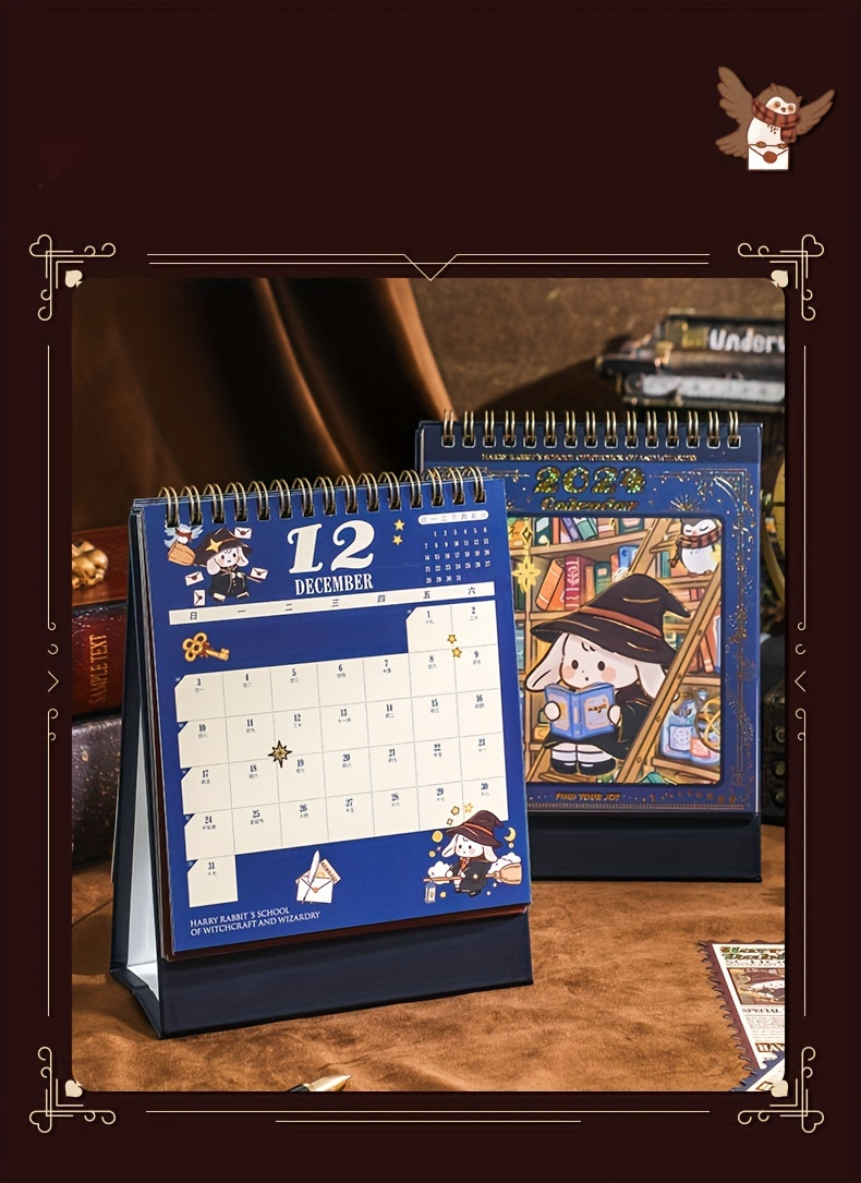 2024 Desk Calendar, Magic College Rabbit Blue Mint Green Foil Stamping Mini  Cartoon Anime Student Calendar Planner With Sticker, Exquisite And Cute  Fairy Tale Notepad - Temu