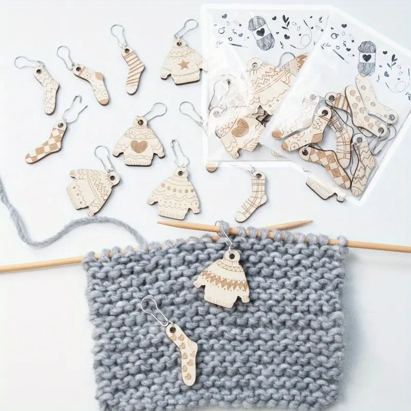 Wood Set Locking Knitting Stitch Markers Matel Crochet Latch - Temu
