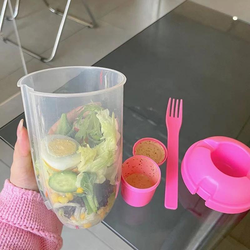 Salad Cup With Fork For Breakfast, Oatmeal Cereal Nuts Yogurt