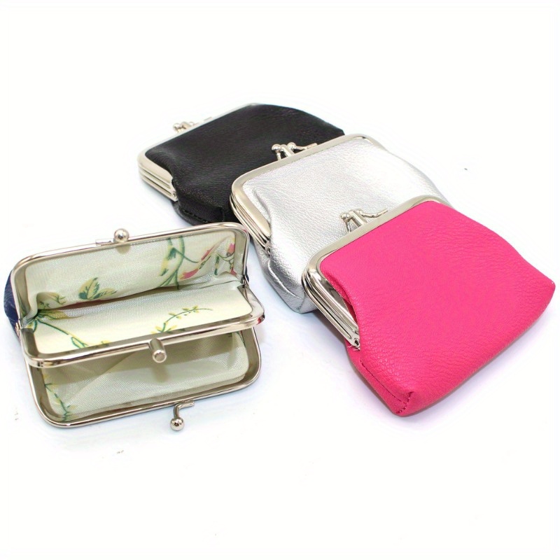 

Double Layer Coin Purse, Pu Leather Kiss-lock Mini Wallet, Women's Key Bag Card Holder