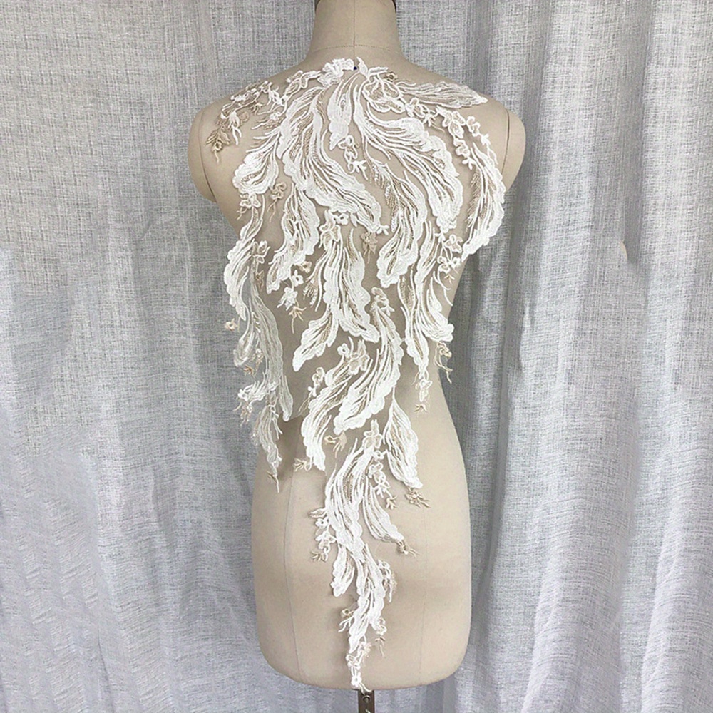 TEMU 1pc Lace Embroidered Fabric Patch Without Adhesive, Suitable For Bridal Gowns, Stage Costumes, And Decorations