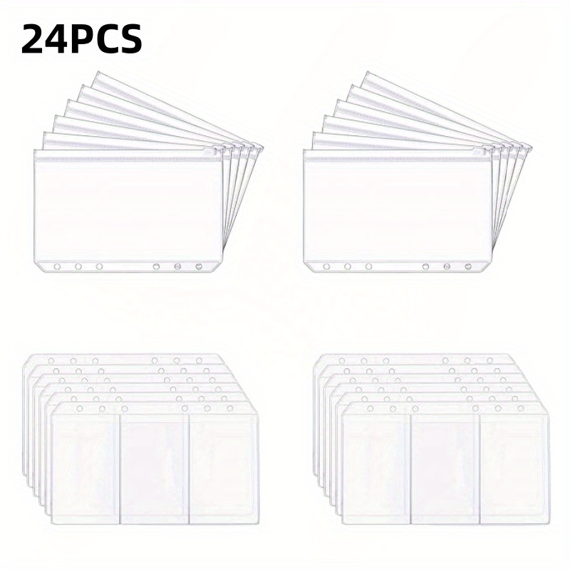 Fundas de plástico translúcidas tamaño A5, 6 agujeros, con cremallera,  impermeable, para archivos, documentos, cuadernos, tarjetas (6 unidades)