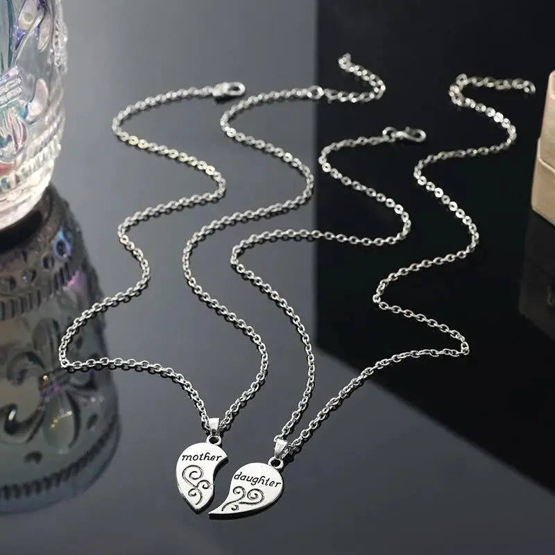 Half heart necklace mom and daughter top