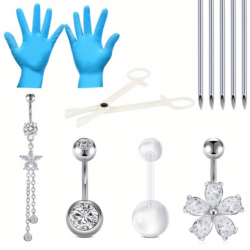 Sterile Body Piercing Tool Set With Piercing Needles Clamp - Temu