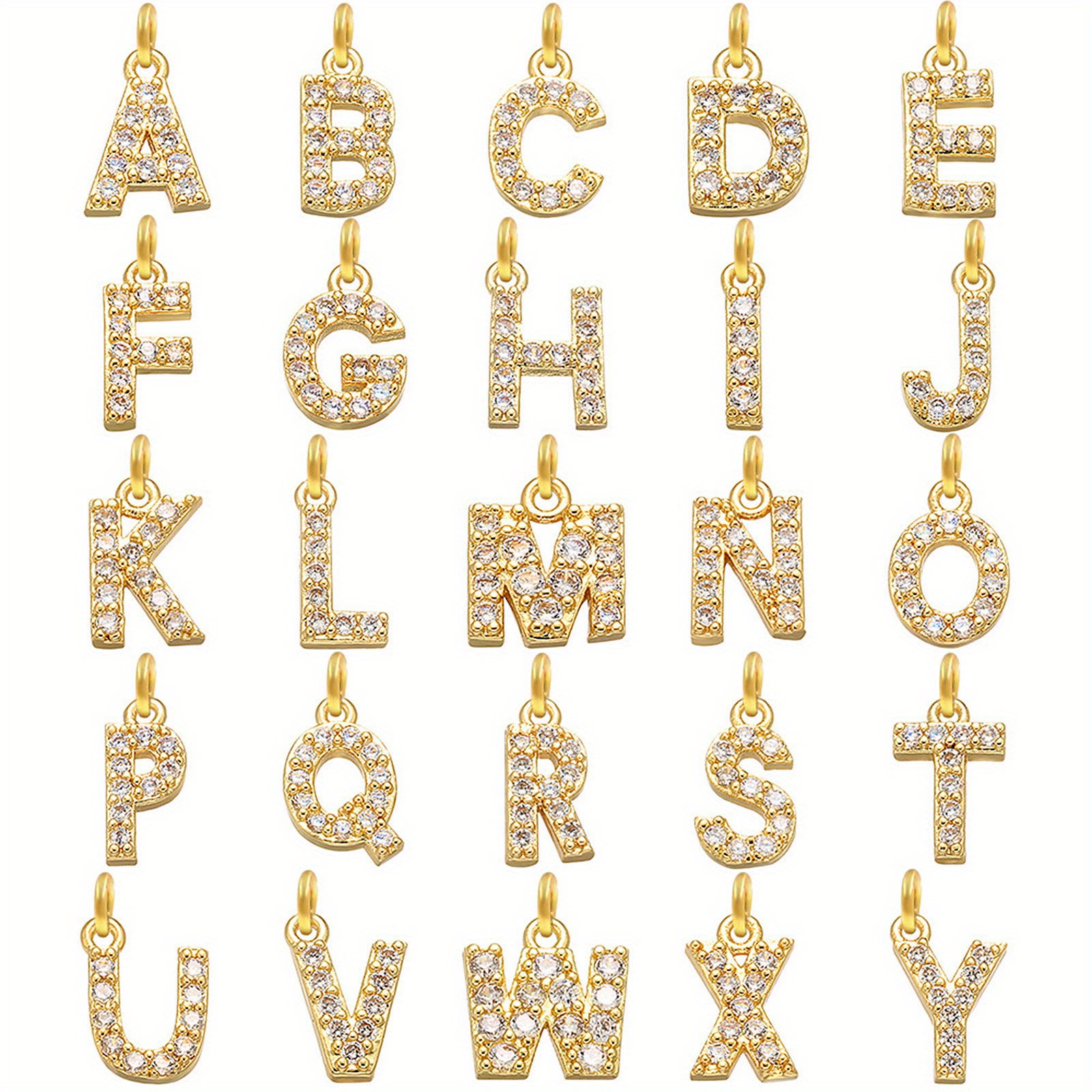 Letter A Z Brass Micro Pave Cubic Zirconia Cz Stone Initial - Temu Canada