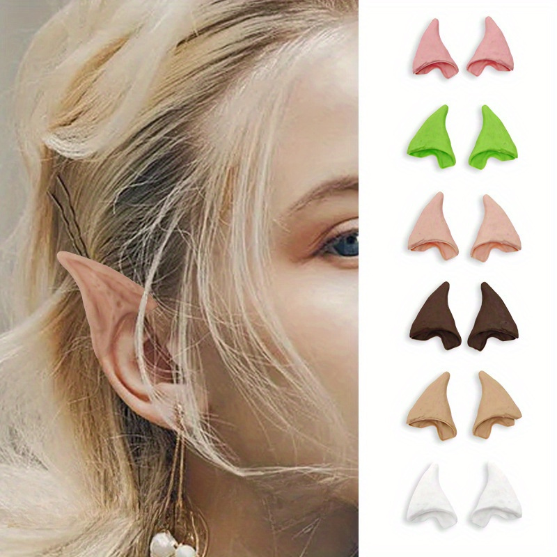 2 pares de orejas de elfo, de estilo mediano y largo, orejas de  elfo, orejas de elfo, orejas puntiagudas suaves, para fiesta de Navidad,  disfraces, maquillaje, máscaras, accesorios de disfraz de