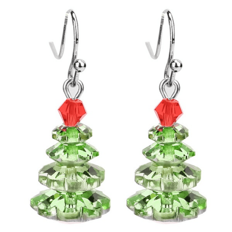 Sparkling Rhinestone Christmas Tree Shape Dangle Earrings - Temu