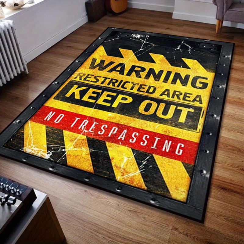 high quality non slip thickened   warning text decoration living room carpet large area creative bedroom bedside soft floor mat   leisure area study plush rug details 0