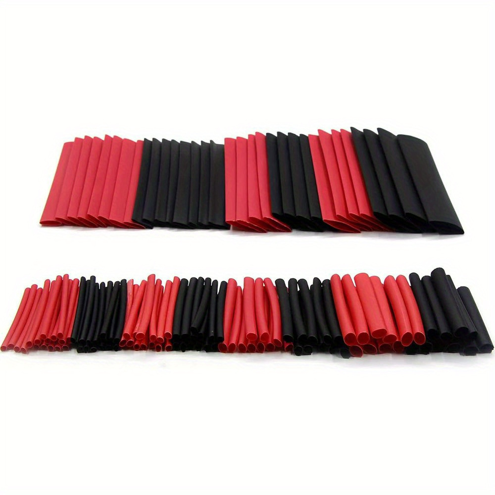 127pcs black red heat shrink tubing 2 1 assortment polyolefin tube car cable sleeve winding wire kit