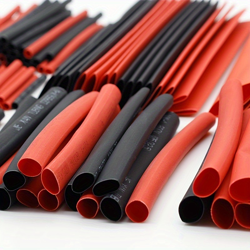 127pcs black red heat shrink tubing 2 1 assortment polyolefin tube car cable sleeve winding wire kit