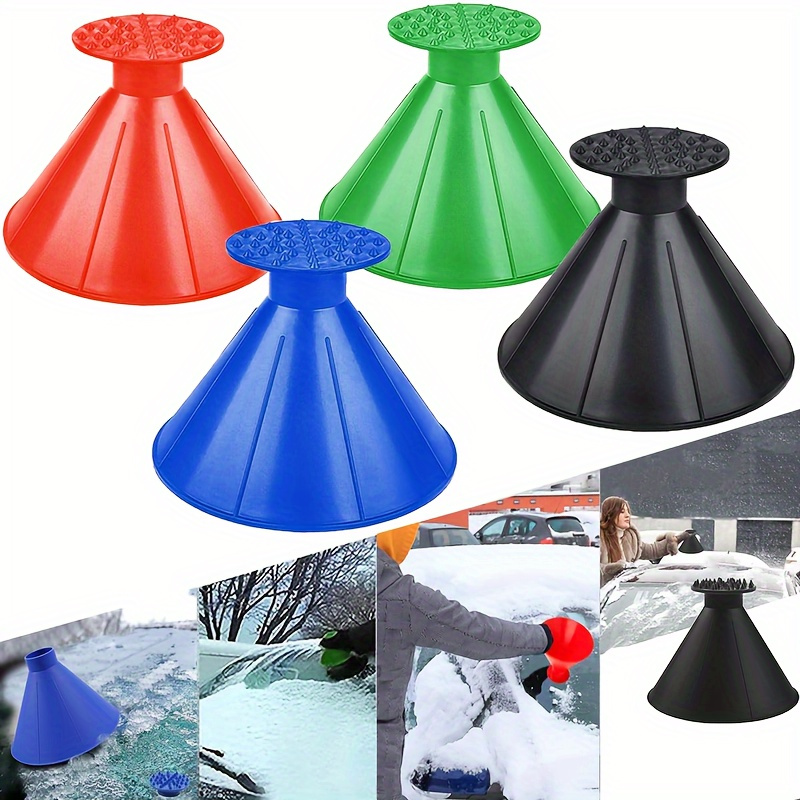 8sanlione 2PCS Magical Ice Scrapers, Funnel Snow Scrape for Car Windshield,  Round Frost Removal Cleaning Tool, Winter Automotive Exterior Accessories