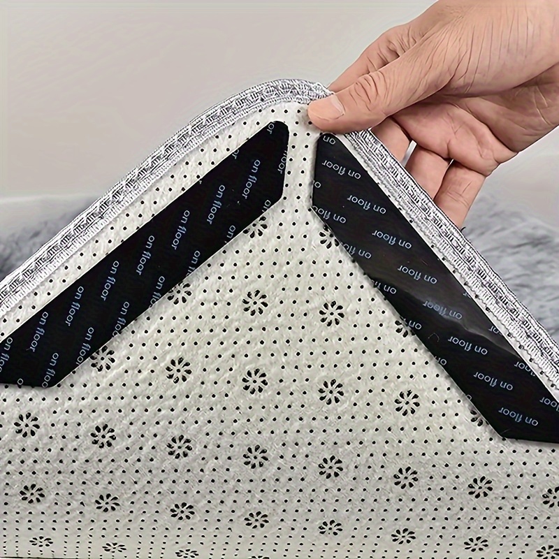 Rug Grippers, Triangle Anti Slip and Non Curling Carpet Gripper, Keep Rug in The Place and Protect Floor Washable and Reusable Rug Pad, Non-Trace