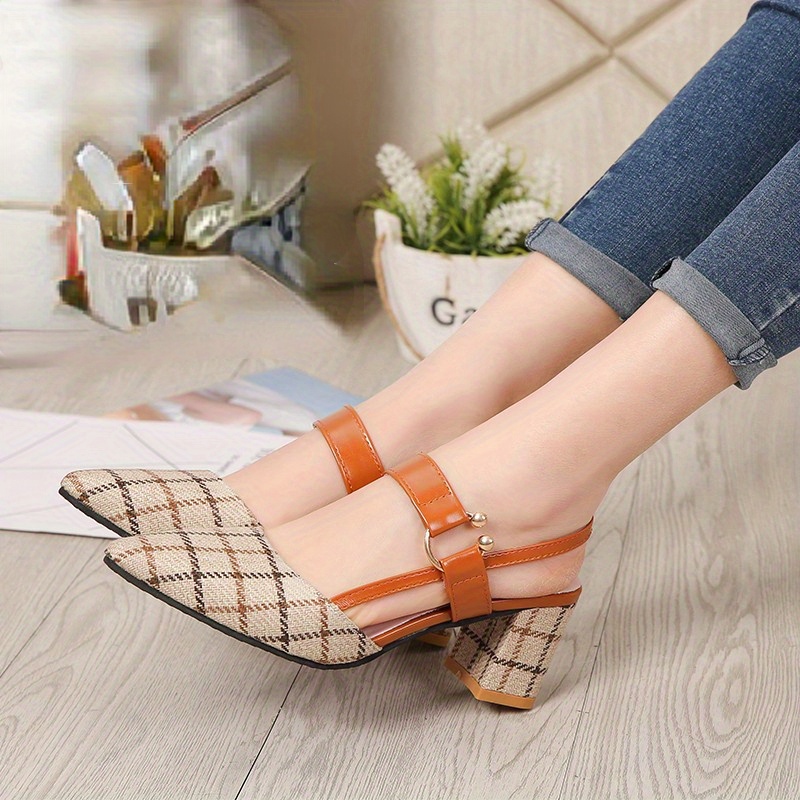 plaid slingback shoes