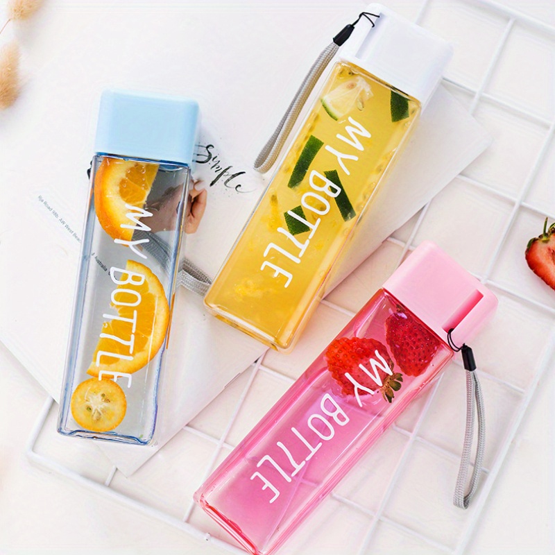 1pc 500ml Transparent Square Plastic Matte Water