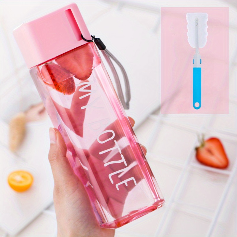 1pc 500ml Transparent Square Plastic Matte Water