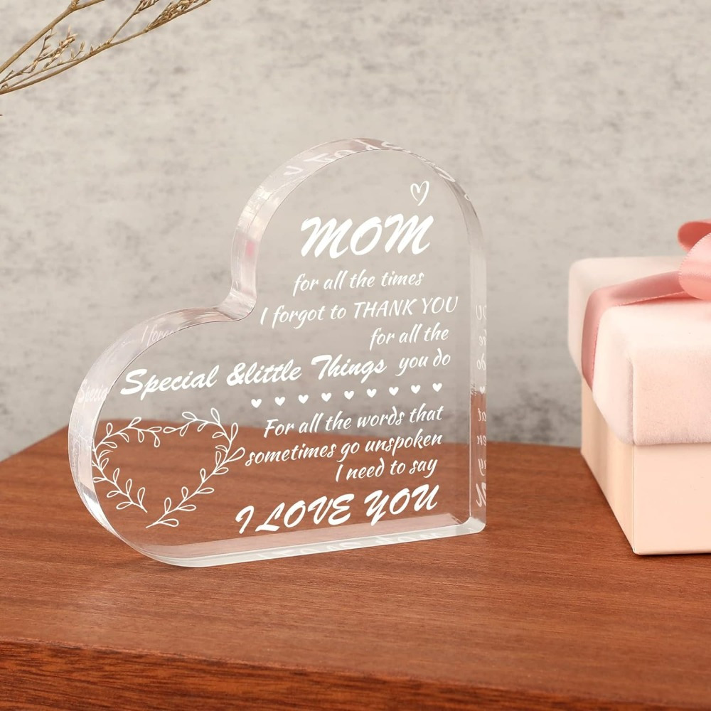 Acrylic Heart Plaque,daughter And Son Gifts For Great Mom, Christmas  Mother's Day, Mom's Birthday Gift Transparent Acrylic Love Plaque Keepsake  Gift,home Decor Desktop Ornament - Temu