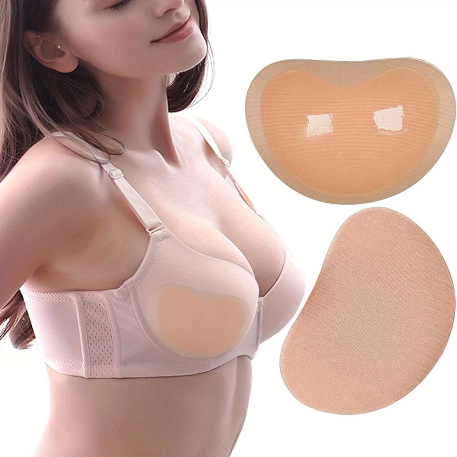 1 Pair Of Adhesive Bra Thickened Sponge Bra Pads Breast - Temu