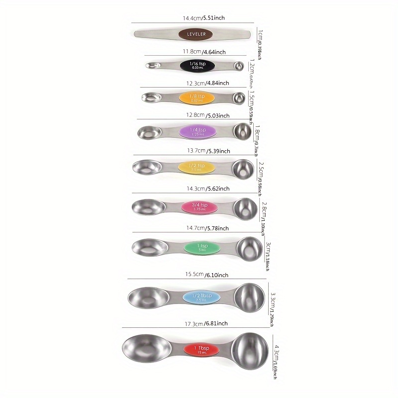 Stainless Steel Magnetic Measuring Spoons Teaspoon Cookware Set - Dual-head  Measuring Spoon For Liquid And Dry Ingredients - Fits In Spice Jars -  Measuring Accurately For Hotels,restaurant, Bulk Kitchenware&tableware -  Temu