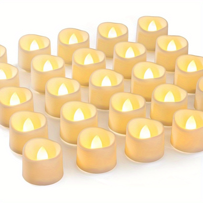 24 Pieces Romantic Glitter Candle Flameless Tea Lights Votive Candle  Electric Fake LED Candle for Wedding Anniversary Table Party Decor  (Gold,Glitter)