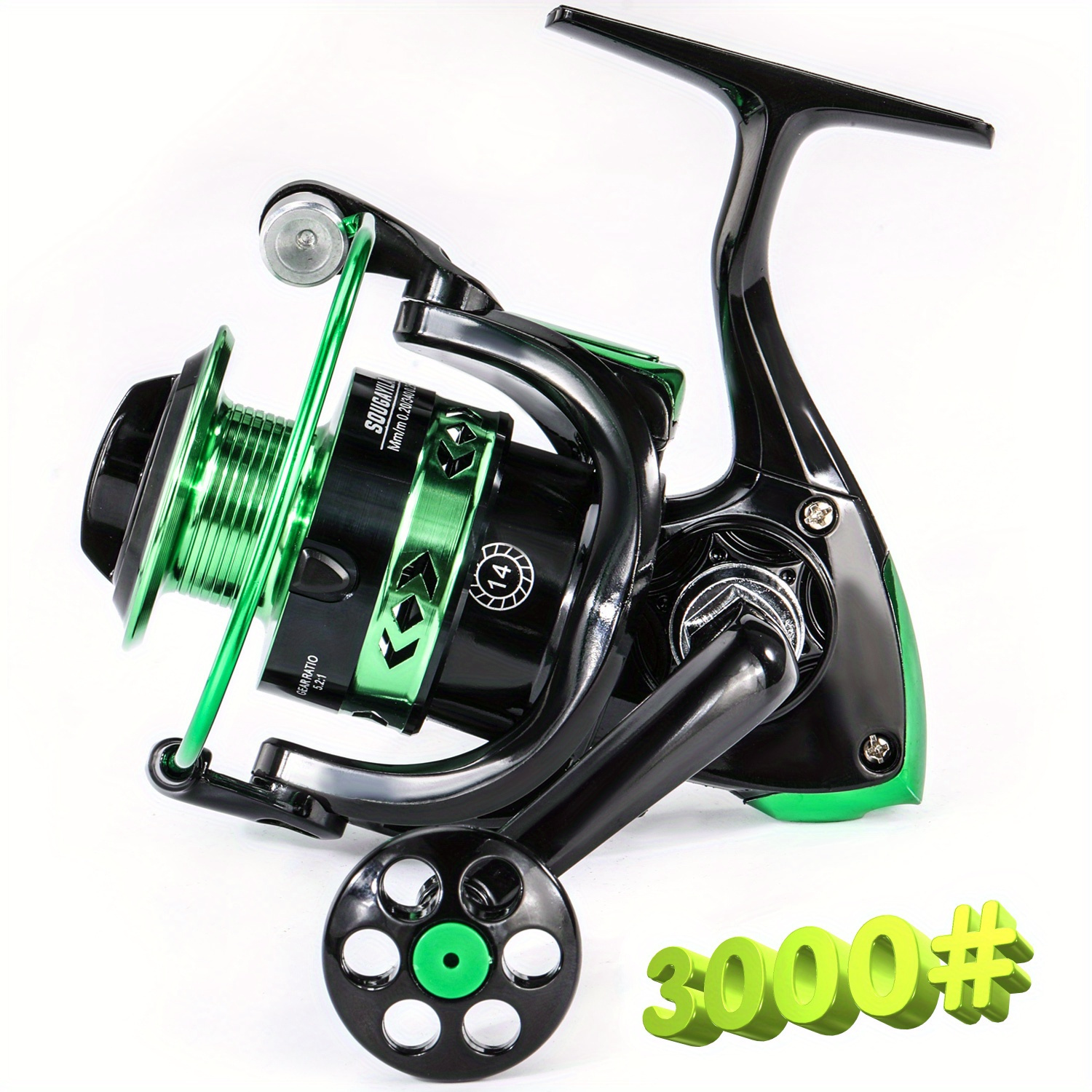 Sougayilang Spinning Reel Fishing Reel 1000-5000 Series, 5.2:1 Gear Ratio,  Hollow Flower Shaped Handle, Suitable For Beginners, Green/red for Sale New  Zealand, New Collection Online