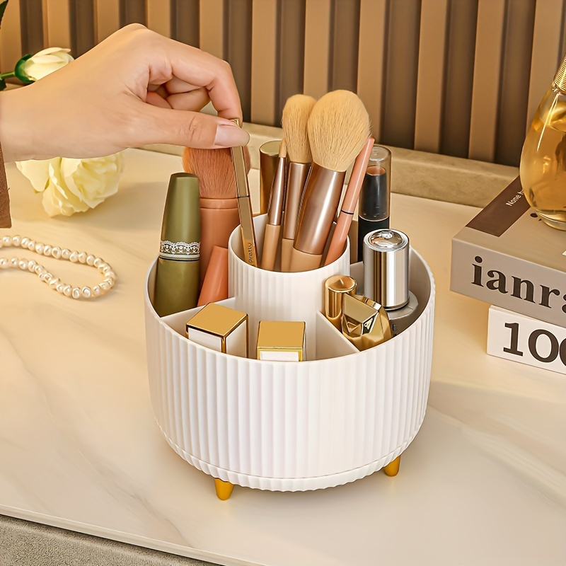 Simple Rotating Makeup Brush Holder 6 Slots Multifunctional Vanity Storage  Box Container for Comb Nail Bathroom Rack 