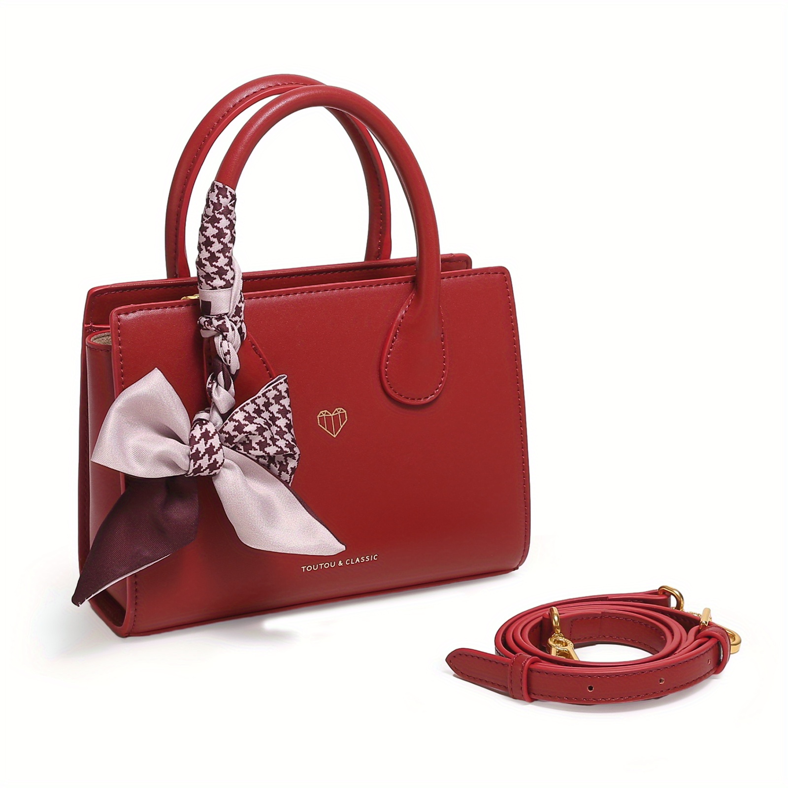 Bolso de Mano de Cuero Rojo para Mujer Grande Bolso de Compra Diario Bolso  de Cuero Cartera