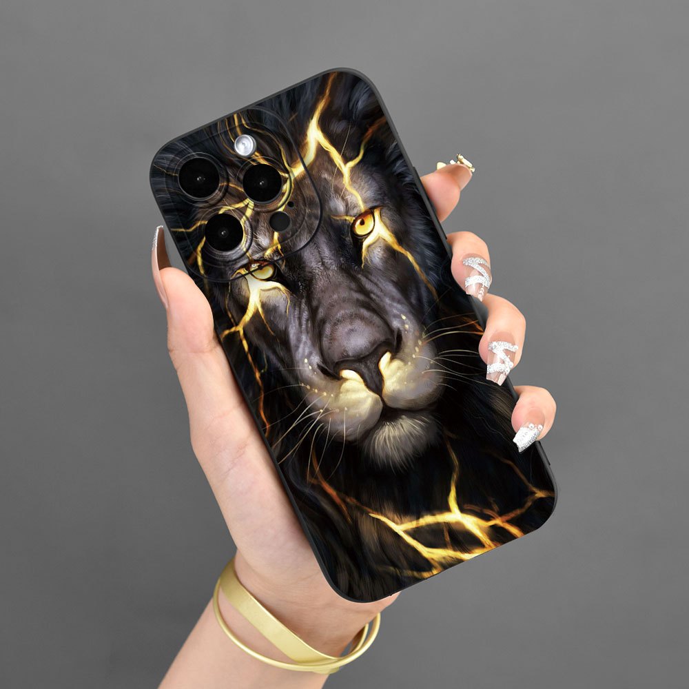 

Lion Pattern Mobile Phone Case Full-body Protection Shockproof Anti-fall Tpu Soft Rubber Case Color: Transparent White Black For Men Women For 15 14 13 12 11 Xs Xr X 7 8 Mini Plus Pro Max Se