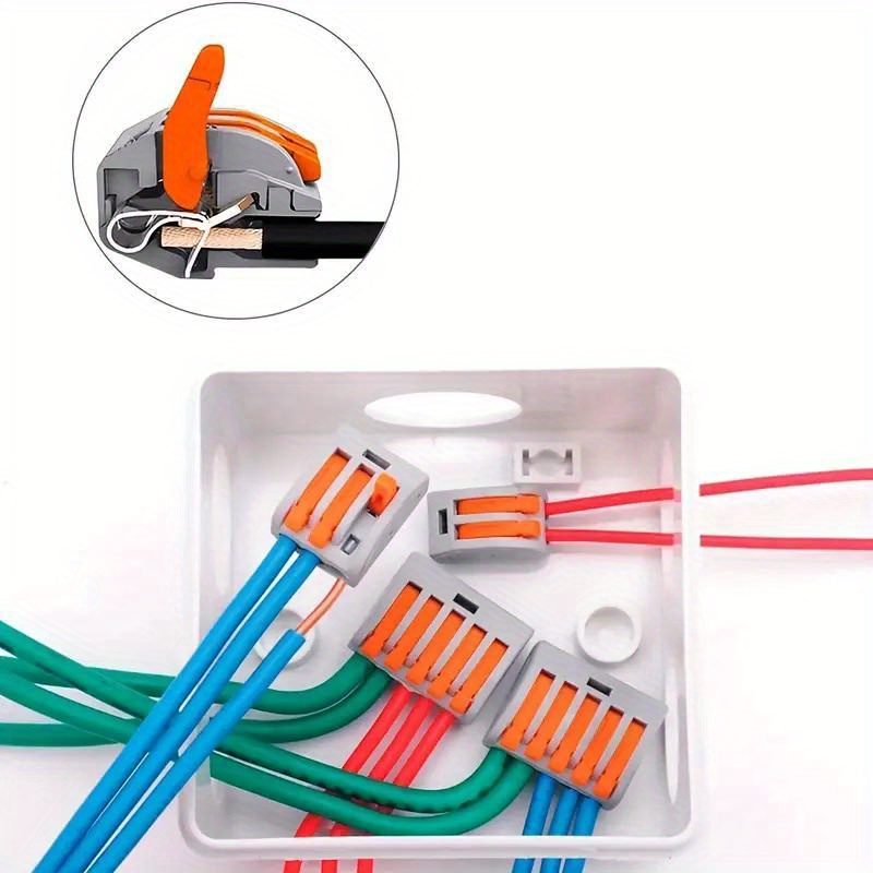 Diompirux 45 Piezas Conectores Eléctricos Rapidos(1 en 5/3/2 fuera),  Conductor Compacto Cable Conector con Palanca de Empuje con Resorte, Ambos  lados del clip de alambre se pueden combinar libremente : :  Bricolaje