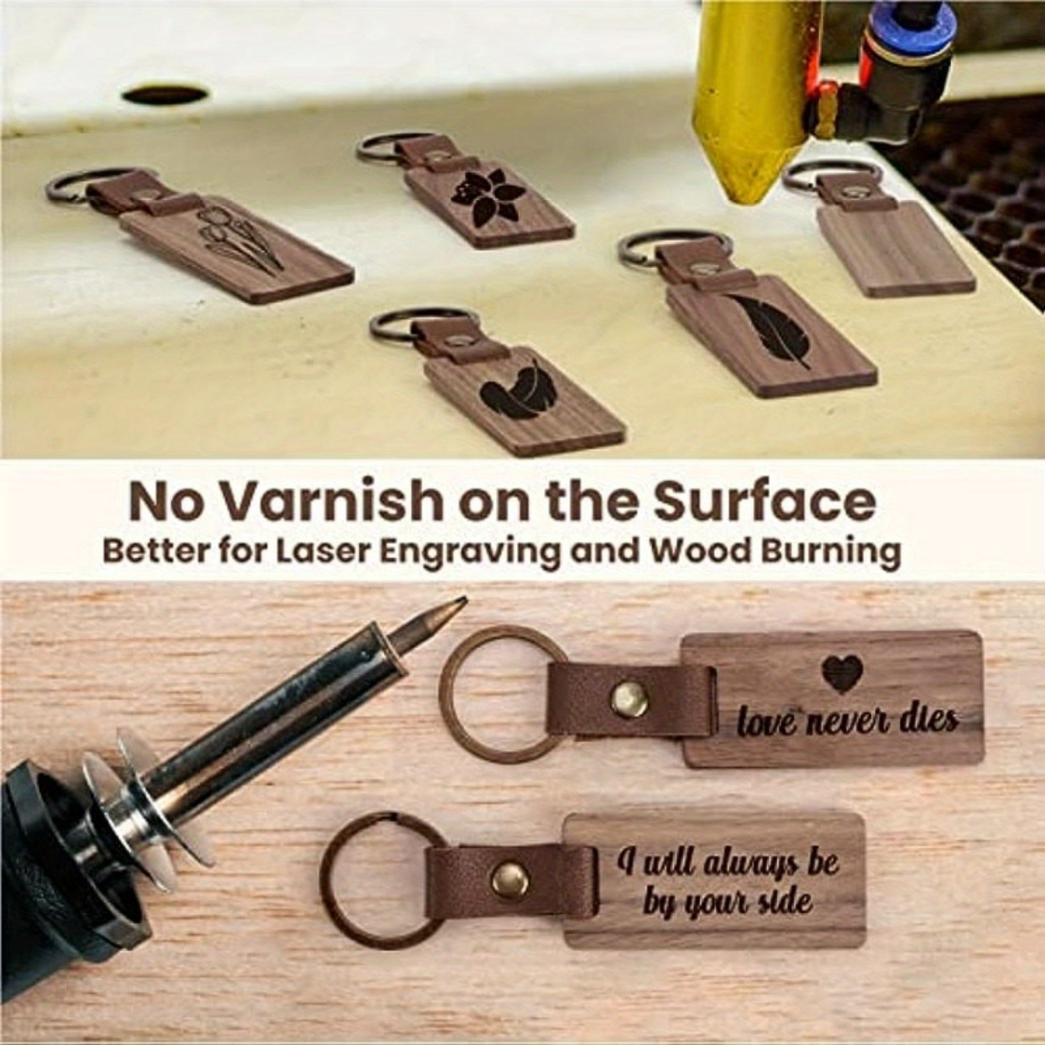 Freeshipping Promotion Souvenir Gift Custom Logo Portable Straps Leather  Keychain Walnut Maple Blank Wood Laser Engraving Keychains