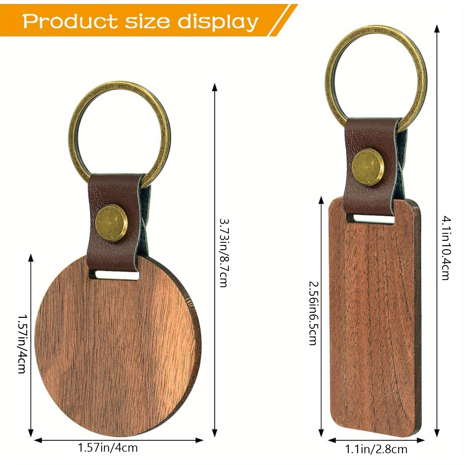 Wood Keychain Blanks 2.12 Inch x 1.18 Inch Engraving Blanks Key