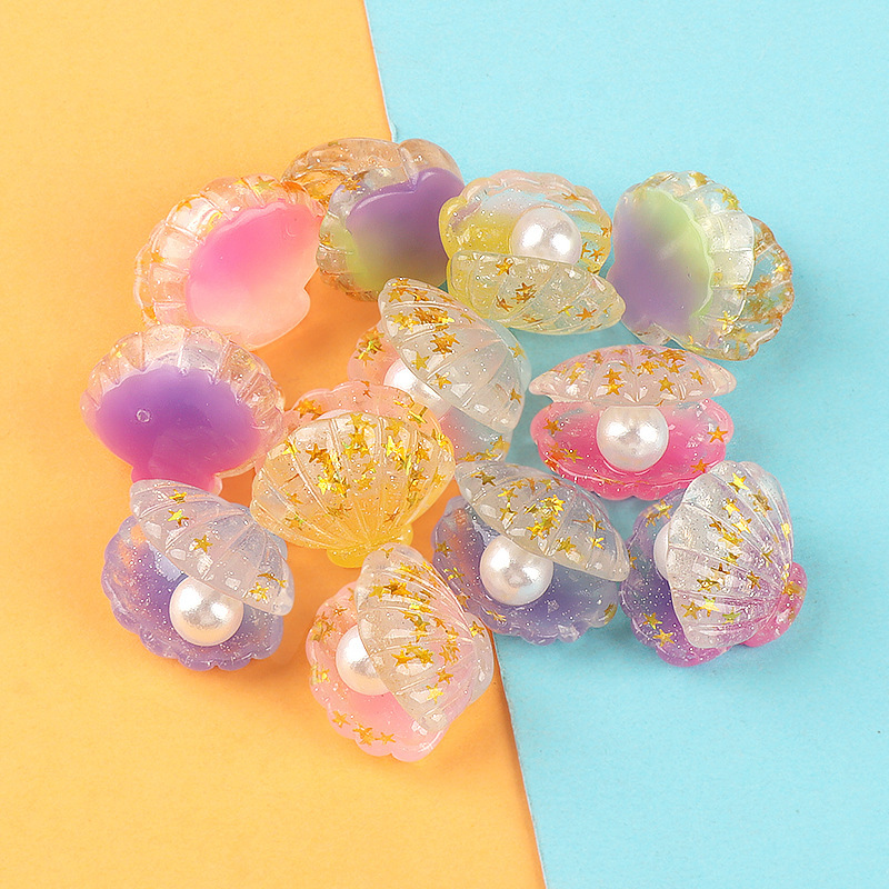 10pcs Luminous Gradient Resin Shell Charms, Cute Making Parts And Accessories For Phone Case Decoration, Hair Clips, And Craft Embellishments, Charms For Jewelry Making