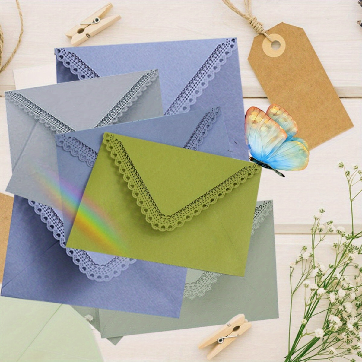 Vintage Hollowed Out Lace Envelopes For Diy Card Storage - Temu