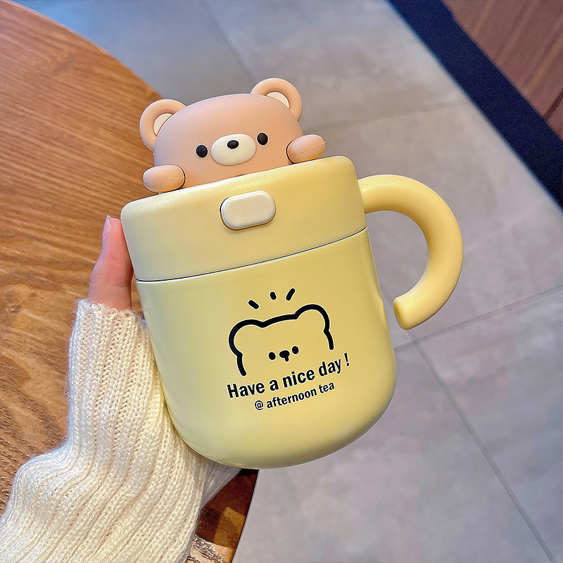 Cute Bear Mug Double walled Insulated Stainless Steel Travel - Temu