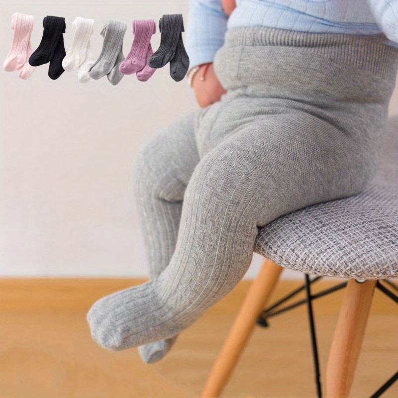 

Kids Cute Pattern Footed Pantyhose For Autumn Winter, Plain Color Breathable Comfy Leggings, Baby Children's Bodystocking Tights