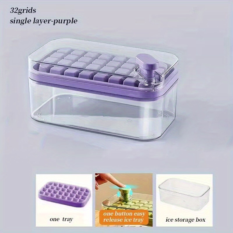 Ice Cube Tray With Lid and Bin - Silicone Ice Tray For Freezer, Comes with Ice  Container, Scoop and Cover, BPA Free, Space Saving Ice Cube Molds in 2023