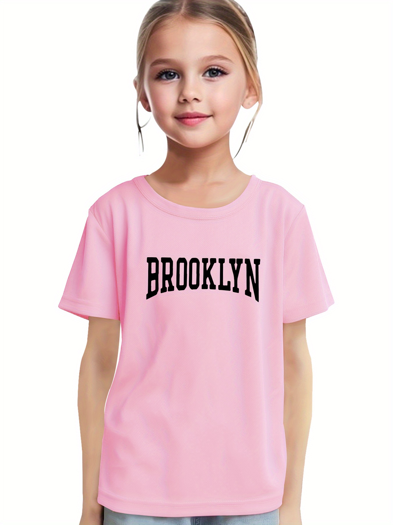 Camiseta Creativa Niñas Estampado Letras Brooklyn Camisetas - Temu Chile