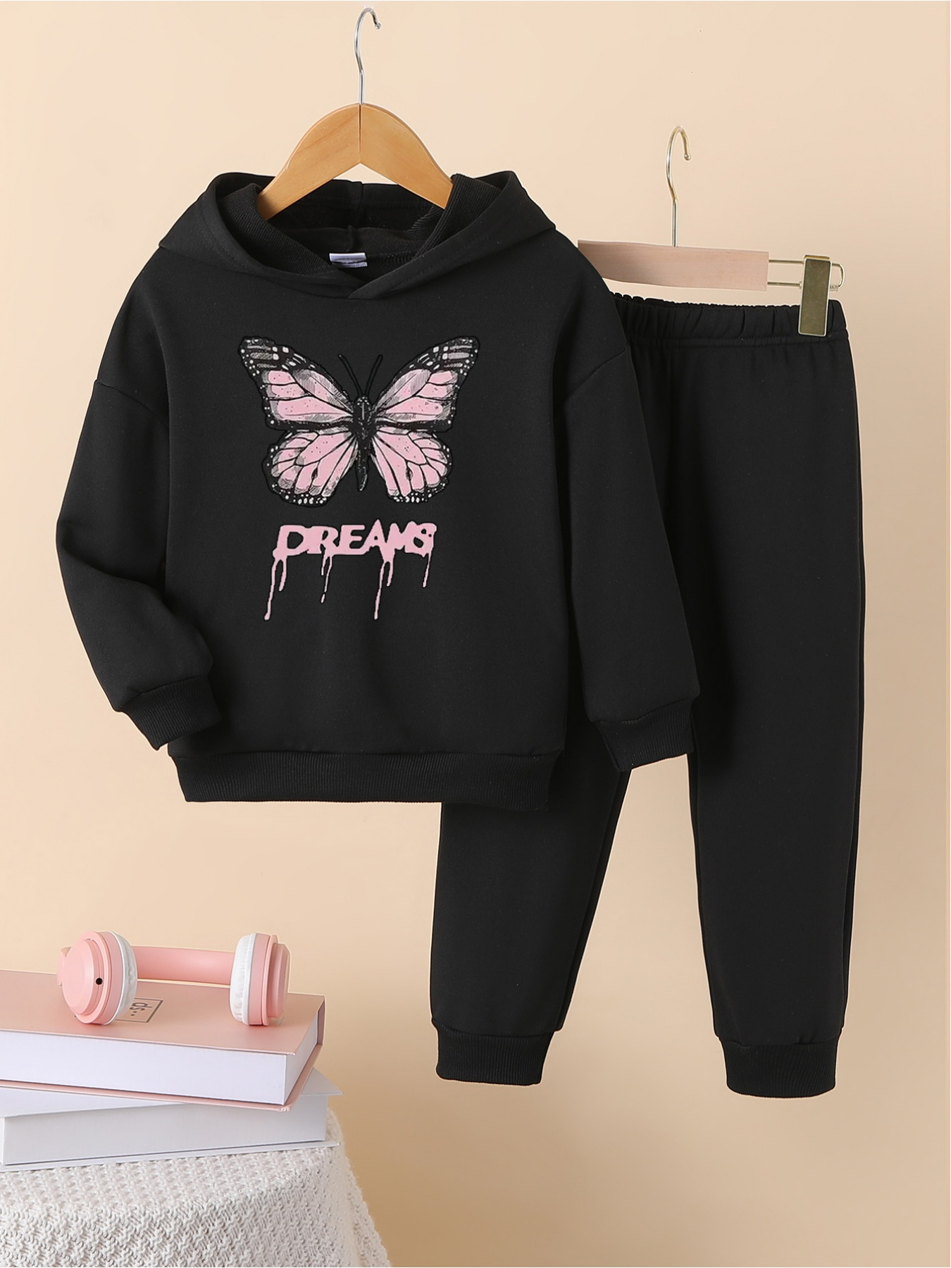 Toddler Girls Cartoon Butterfly Print Outfits Hoodies + - Temu