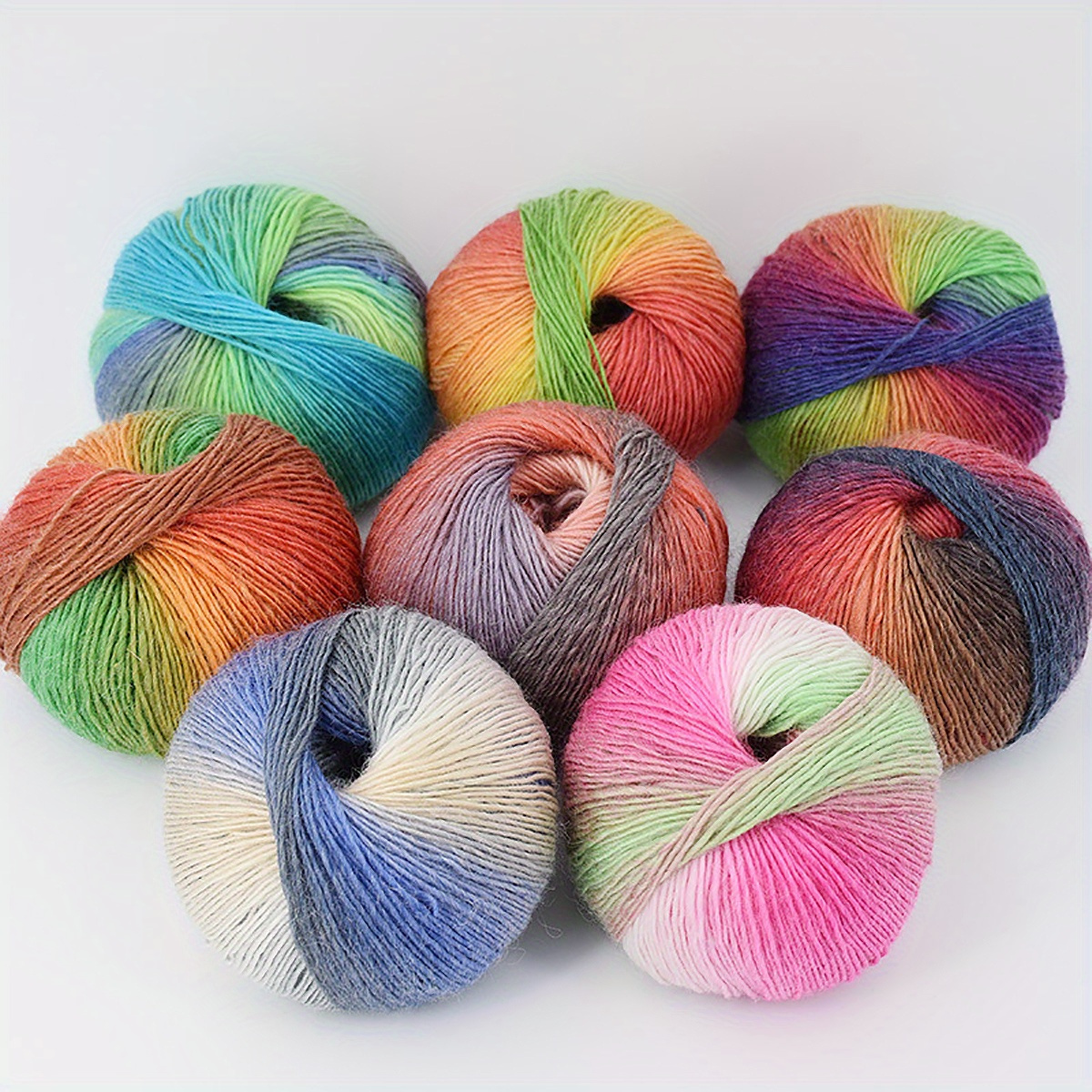 Wool Rainbow Yarn Colorful Soft Wool Knitting Yarn - Temu