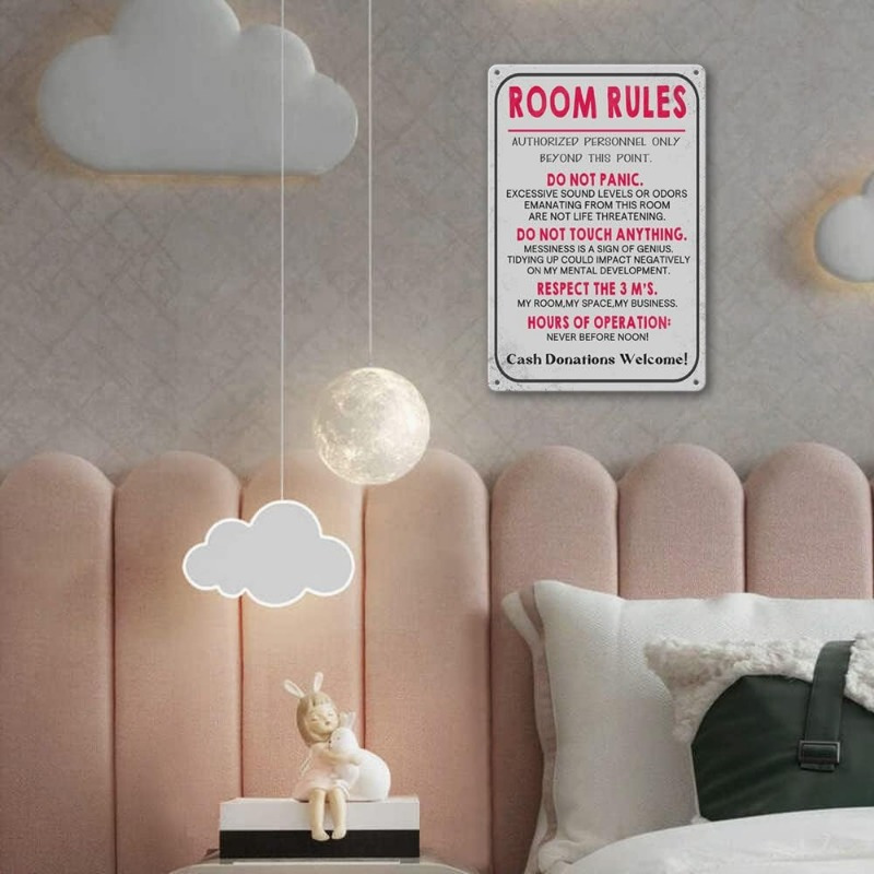 1pc Zimmerregeln Schild Für Teenager-Mädchen Jungen Schlafzimmer /  Gaming-Raum Tür Dekor Wohnheim Wandzubehör Coole Sachen, Lustige