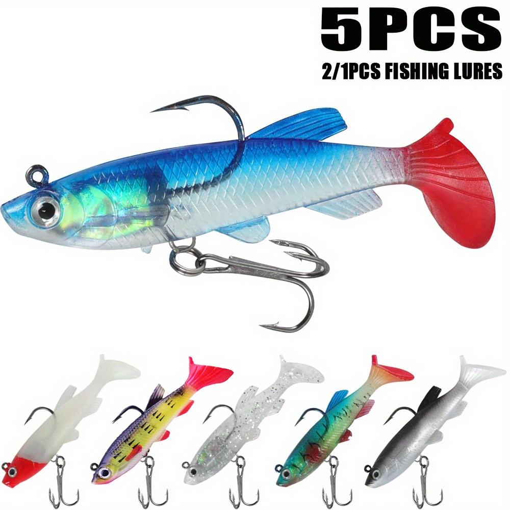 Soft Fishing Lures Pre rigged Jig Head Paddle Tail Soft - Temu