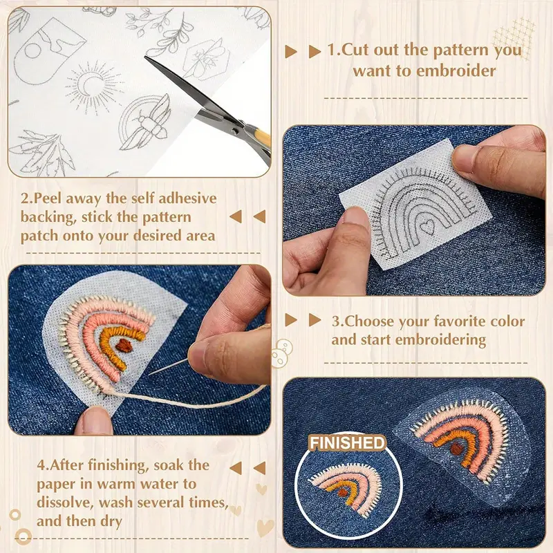 Boho Embroidery Water Soluble Pattern Paper Easy To Melt - Temu