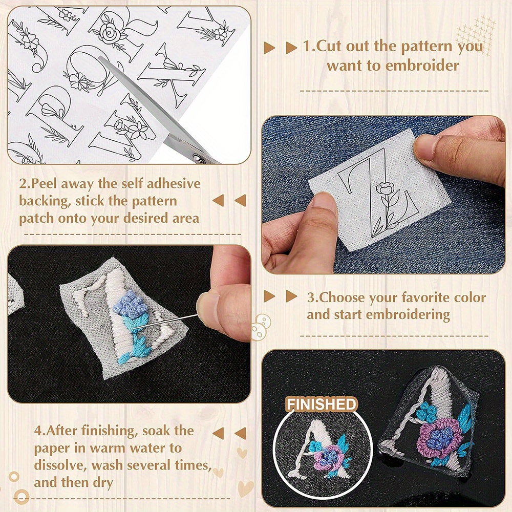 26 English Letter Series Embroidery Water Soluble Pattern - Temu