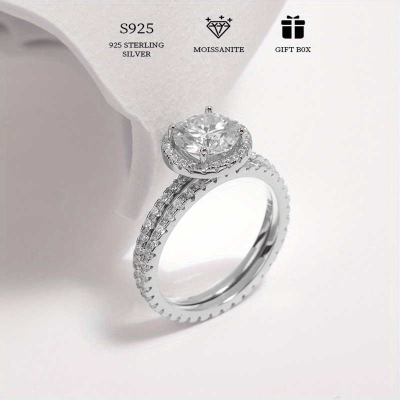 2ct moissanite stacking rings 925 sterling silver trendy   design engagement wedding ring high quality jewelry with certificate and gift box details 0