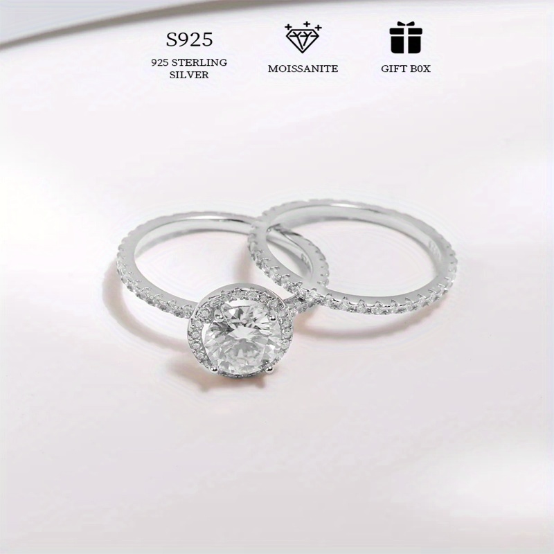 2ct moissanite stacking rings 925 sterling silver trendy   design engagement wedding ring high quality jewelry with certificate and gift box details 2