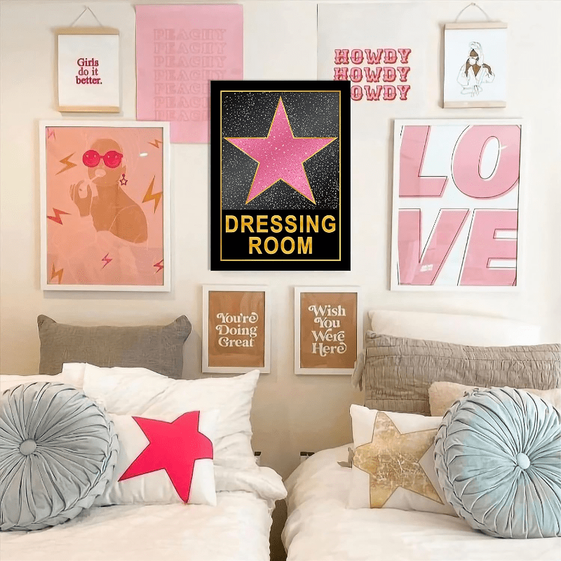 1pc Metal Sign Decor Dressing Room Decor For Teen Girls 8 X 12 - Pink  Star Posters For Downtown Girl Room Decor, Y2K Room Decor, Coquette Room  Decor