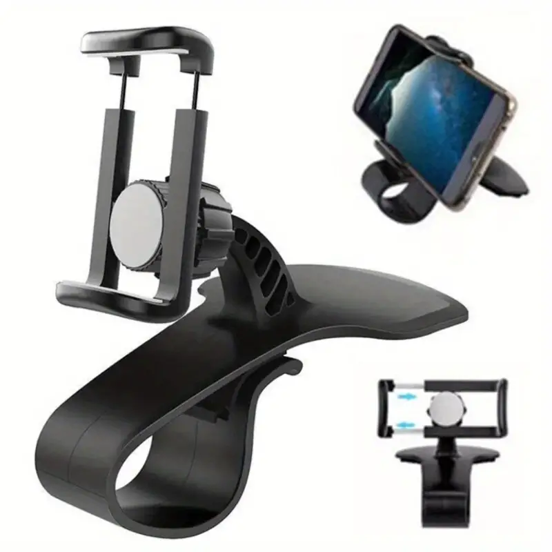 1pc Black Car Phone Holder Universal Dashboard Easy Clip Mount GPS Display  Bracket Car Mobile Phone Support For IPhone, , Xiaomi
